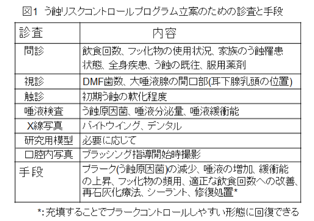 図1 う蝕リスクコントロールプログラム立案のための診査と手段